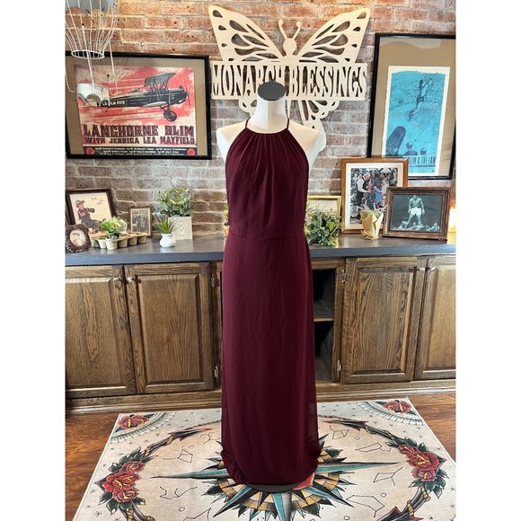 Bill Levkoff Dresses & Skirts - Bill Levkoff |  Wine Chiffon Halter A-Line Gown  Style #1703